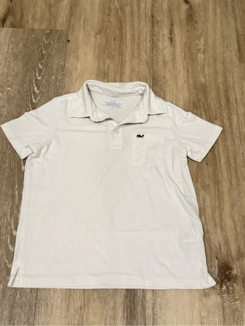 white Vineyard Vines boys' clean jersey polo- Size 7